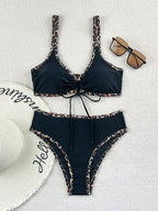 Damen Triangel-Bikini mit Schlaufen-Detail und hoher Taille R&B