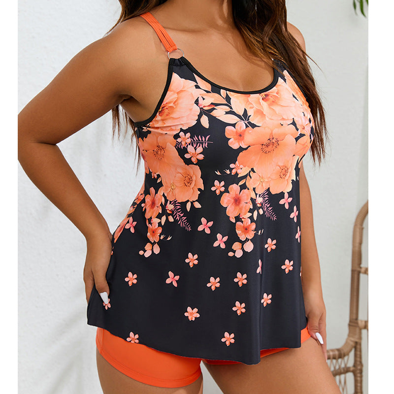 Damen Sportlicher Tankini-Badeanzug mit floralem Design und modischem Schnitt R&B