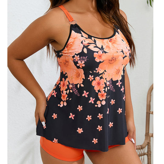 Damen Sportlicher Tankini-Badeanzug mit floralem Design und modischem Schnitt R&B