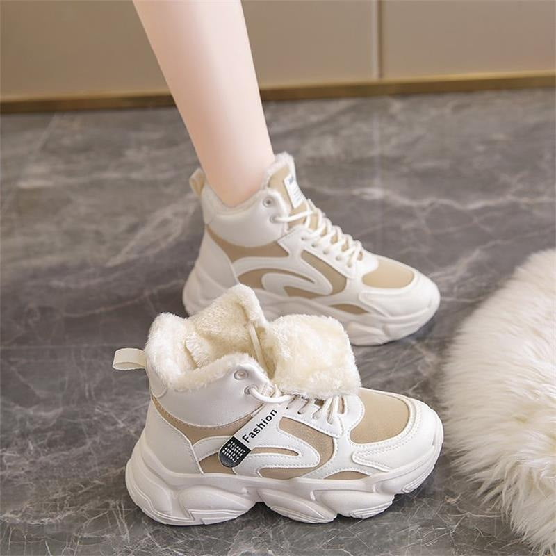 Damen Modische High-Top Sneakers mit warmem Innenfutter und rutschfester Sohle R&B