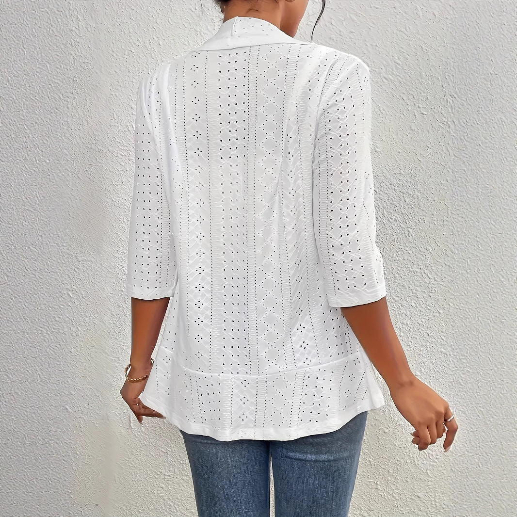 Damen Blazerjacke mit Lochmuster und lässigem Schnitt R&B
