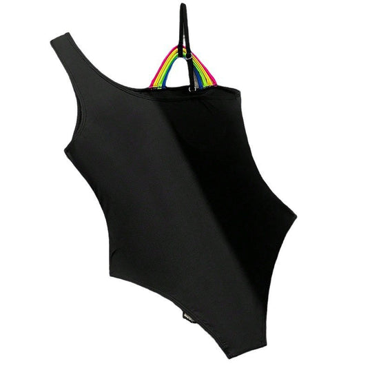 Damen Einseitiger Badeanzug mit bunten Trägerdetails R&B