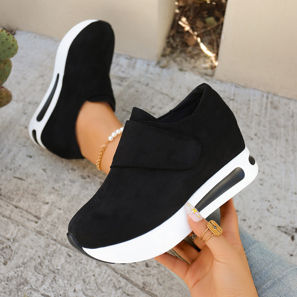 Damen Bequeme Plateau-Sneaker mit rutschfester Sohle und atmungsaktivem Obermaterial R&B