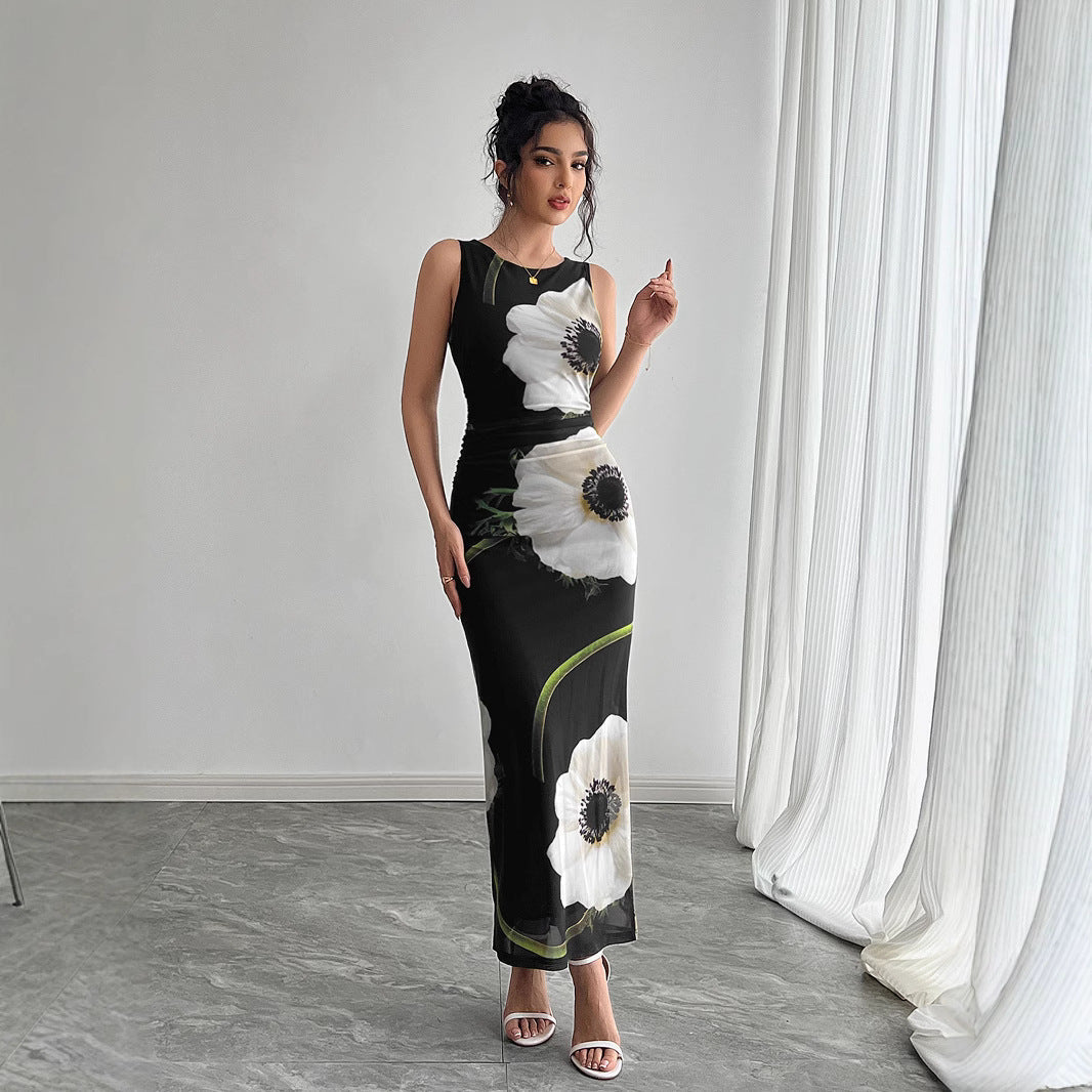 Damen Maxikleid mit floralem Druck und figurbetonter Silhouette R&B