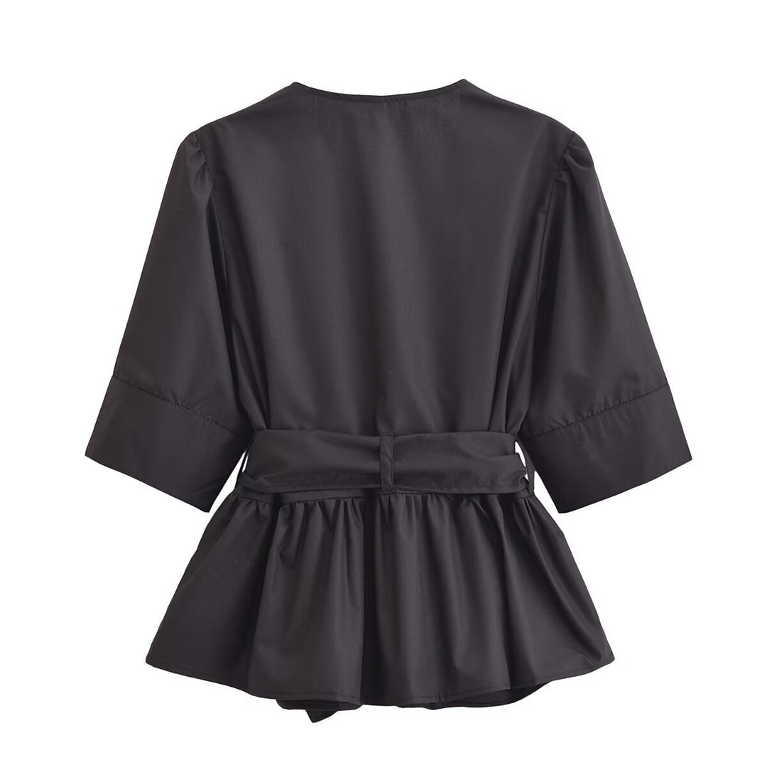 Damen elegante Bluse mit Schleifendetails R&B