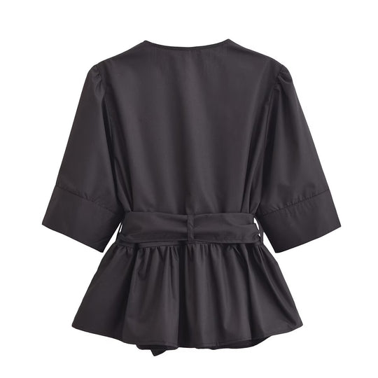 Damen elegante Bluse mit Schleifendetails R&B