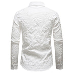 Herren Langarmhemd mit detailreicher Blumenstickerei R&B