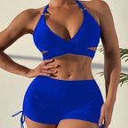 Damen Sport-Bikini-Set mit asymmetrischem Oberteil und hohem Schnitt R&B