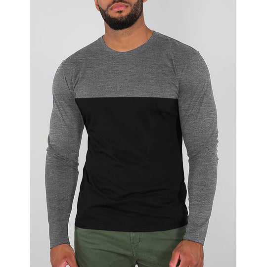 Herren Langarmshirt mit modernen Farbblockelementen und komfortablem Schnitt R&B