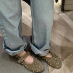 Damen Ballerinas mit dekorativen Nieten und elegantem Schnallenverschluss R&B