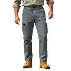 Herren nan robuste Outdoor-Cargohose mit elastischem Tunnelzugbund und aufgesetzten Klappentaschen R&B
