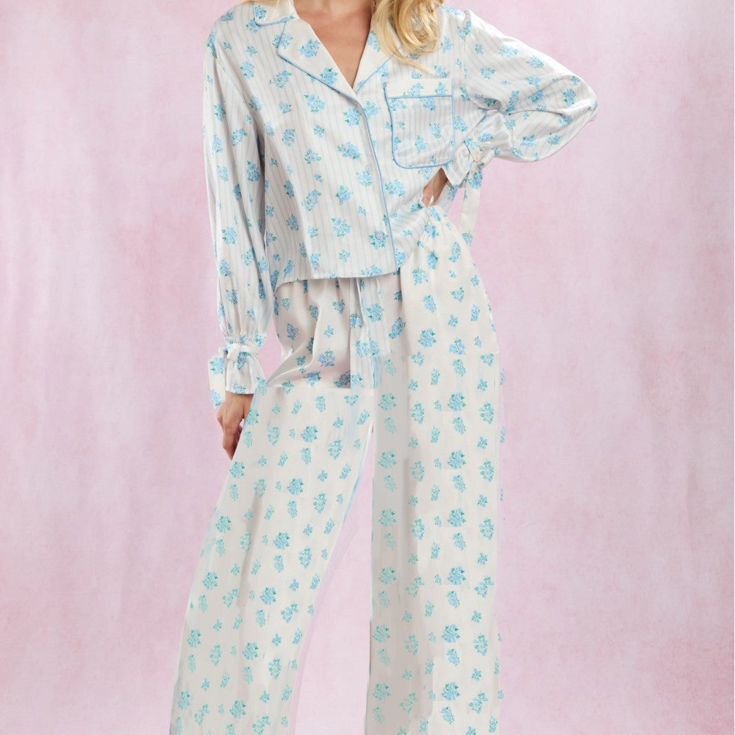 Damen Schlafanzug-Set mit floralem Muster und elegantem Schnitt