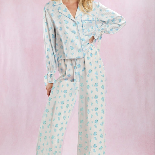 Damen Schlafanzug-Set mit floralem Muster und elegantem Schnitt R&B
