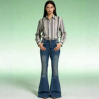 Damen Flared Jeans mit hohem Bund und eleganten Nahtdetails