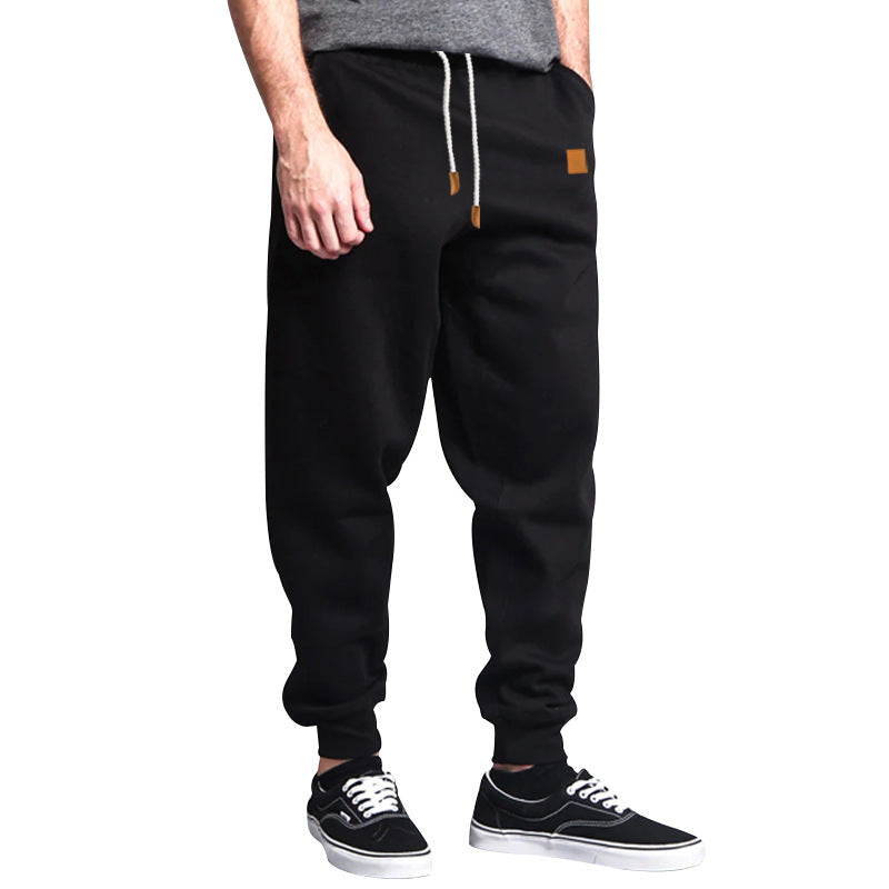 Herren nan konisch geschnittene Freizeithose aus Sweatstoff mit elastischem Bund Kordelzug und Rippbündchen R&B