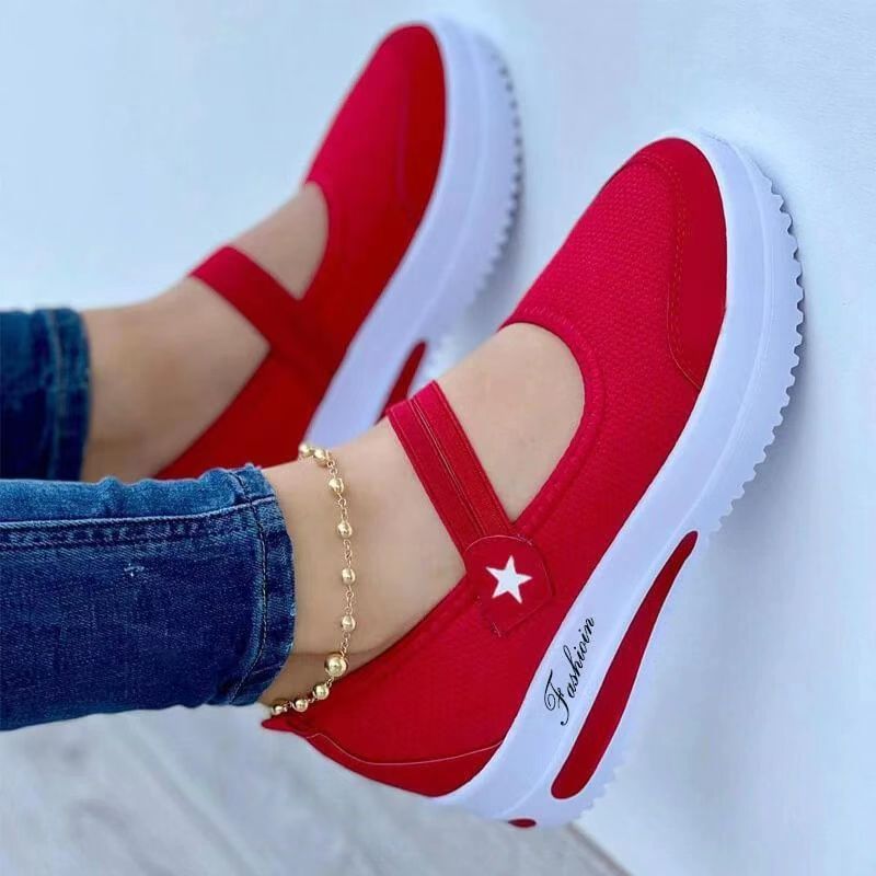 Damen Sportliche Slip-On Sneakers mit atmungsaktivem Obermaterial und elastischen Riemen R&B
