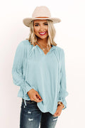 Damen Lässige Bluse mit Rüschendetails und V-Ausschnitt R&B