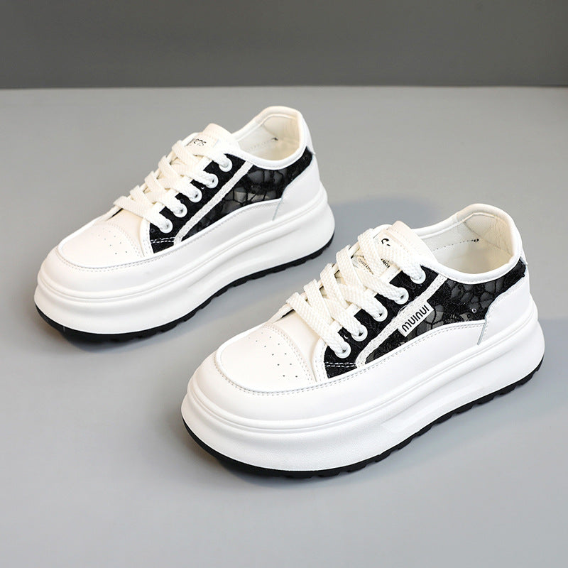 Damen modische Plateau-Sneaker mit trendiger Oberflächenstruktur und dämpfender Laufsohle R&B