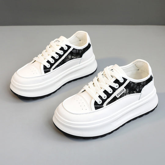 Damen modische Plateau-Sneaker mit trendiger Oberflächenstruktur und dämpfender Laufsohle R&B
