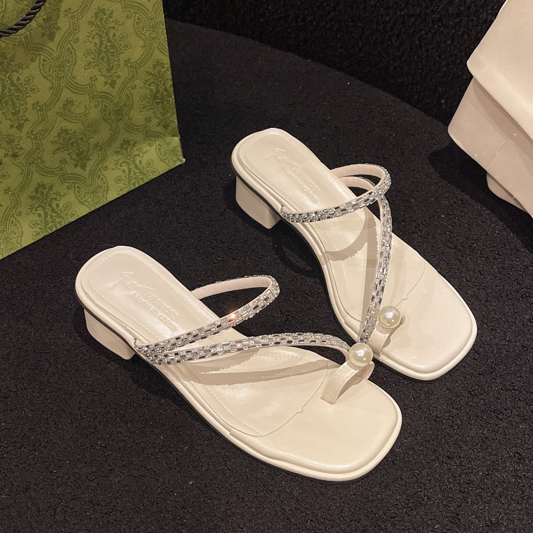 Damen Glamouröse Sandalen mit funkelnden Details und komfortablem Blockabsatz R&B