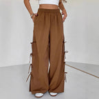 Damen weite Freizeithose mit seitlichen Schnürdetails R&B