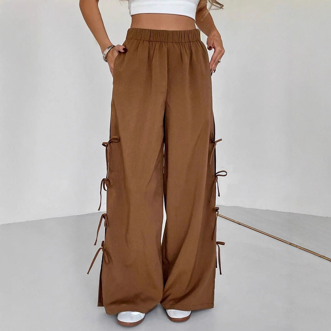Damen weite Freizeithose mit seitlichen Schnürdetails R&B