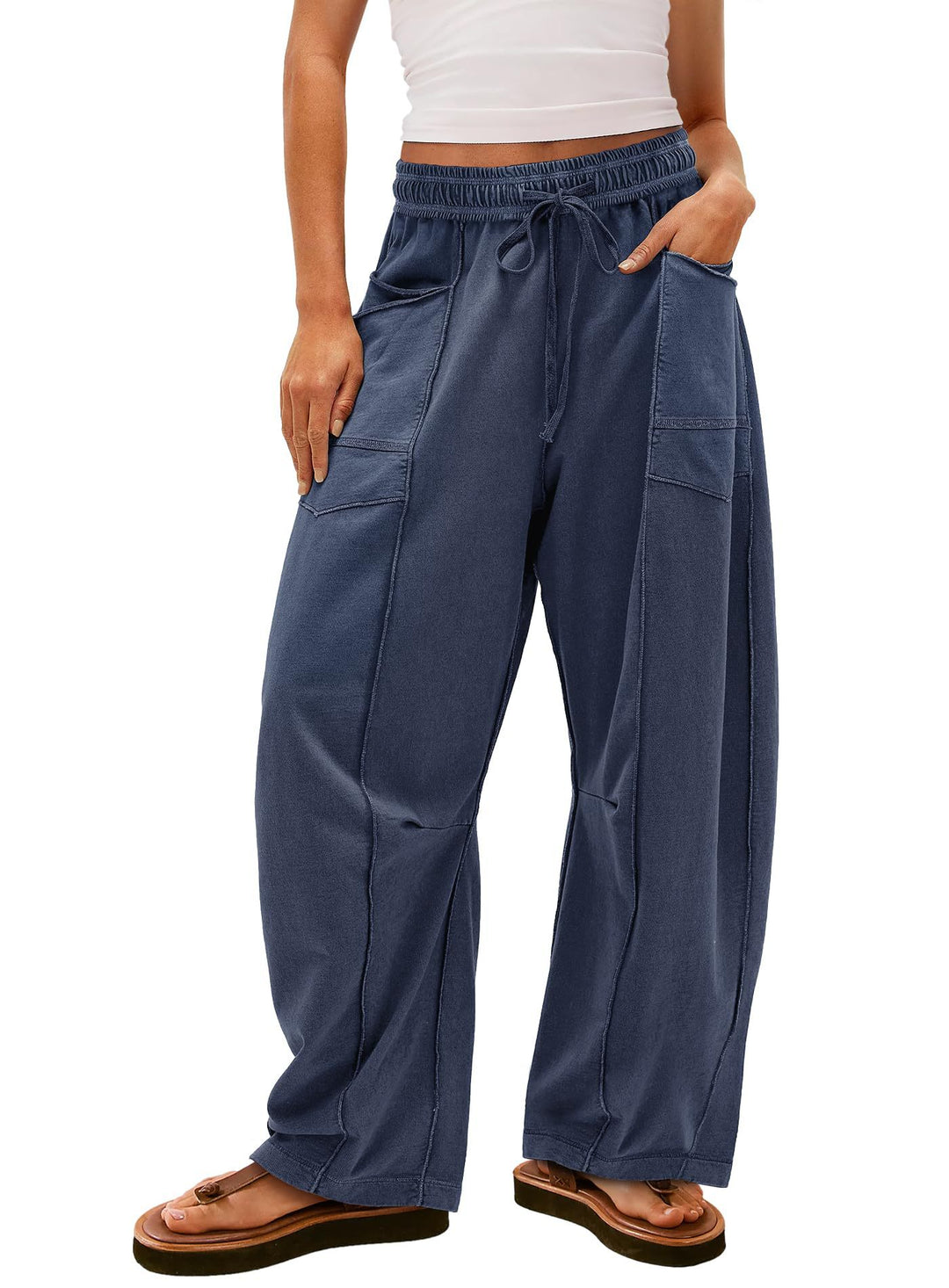 Damen Gemütliche und lässige Freizeithose mit großen Taschen R&B