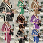 Damen Elegantes und figurbetontes Kleid mit grafischem Muster R&B
