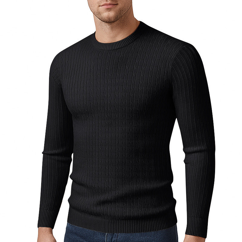 Herren modischer Strickpullover mit feinem Zopfmuster R&B