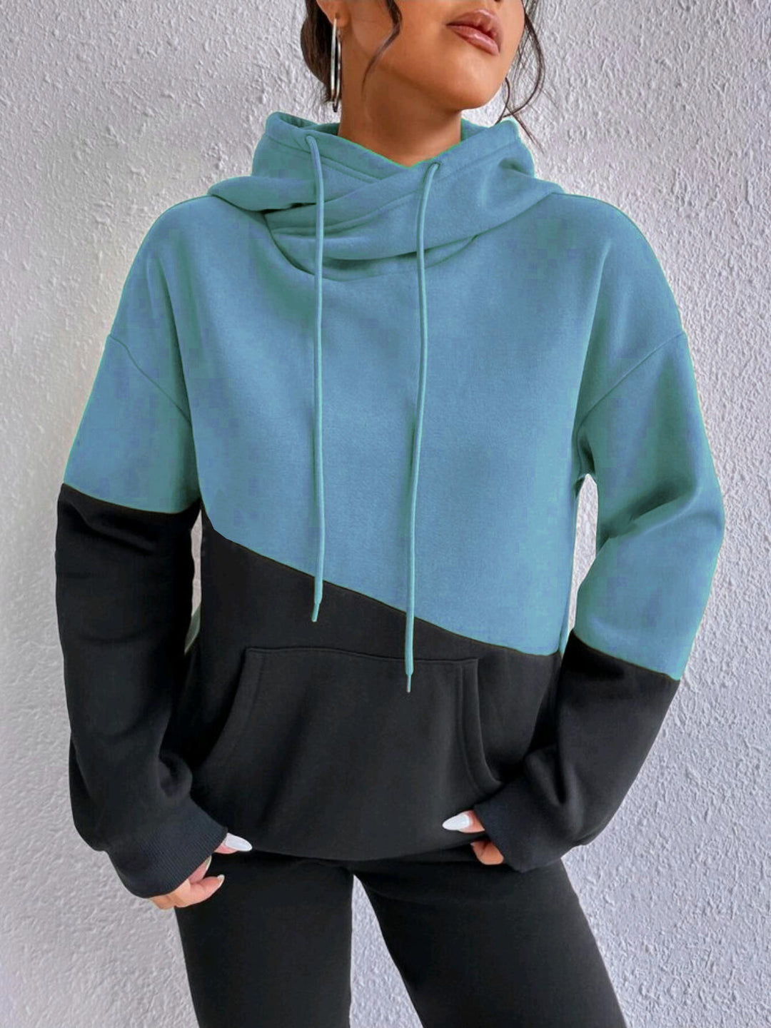 Damen lässiger Kapuzenpullover mit Farbblock-Design R&B