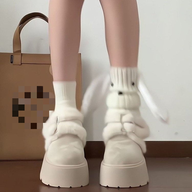 Damen Flauschige Plateau-Clogs mit weichem Fußbett und modischer Schnalle R&B