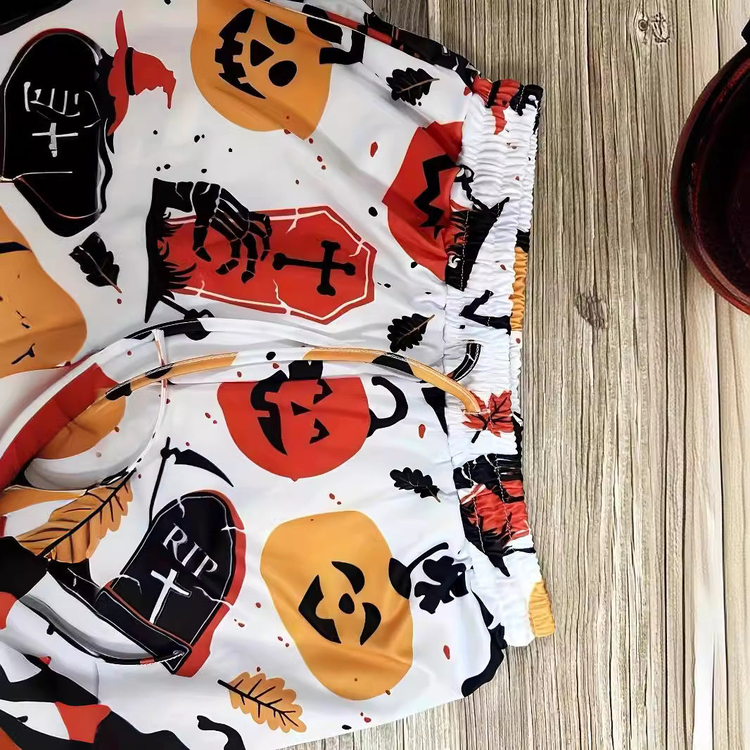 Damen Freizeithosen mit Halloween-Motiv und elastischem Bund R&B