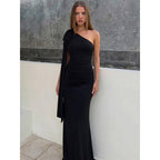 Damen Elegantes Wickelkleid mit asymmetrischem Ausschnitt und Schulterdetails R&B