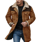 Herren Suede-Langjacke mit Teddy-Futter und praktischen Taschen R&B