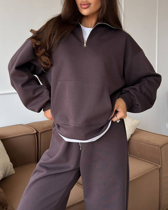 R&B | Halbhals Pullover Sweatshirt und Weit Geschnittene Hose Zweiteiler Anzug