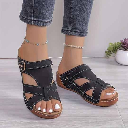 Damen komfortable Sandalen mit verstellbarem Riemendesign und anatomischem Fußbett R&B