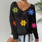 Damen Häkeloberteil mit Blumenapplikationen R&B
