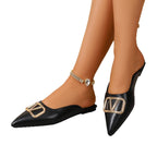 Damen elegante Mules mit modischem Goldapplikationsdetail R&B