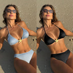 Damen Glitzerndes Triangel-Bikini-Set mit dekorativem Sternen-Anhänger R&B