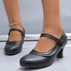 Damen Absatzschuhe mit verstellbarem Riemen und eleganter Schnalle