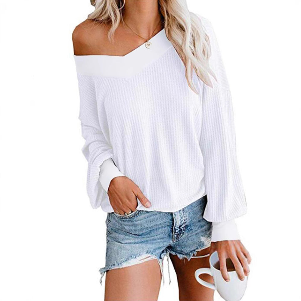 Damen weicher und lässiger Pullover mit asymmetrischem Ausschnitt R&B