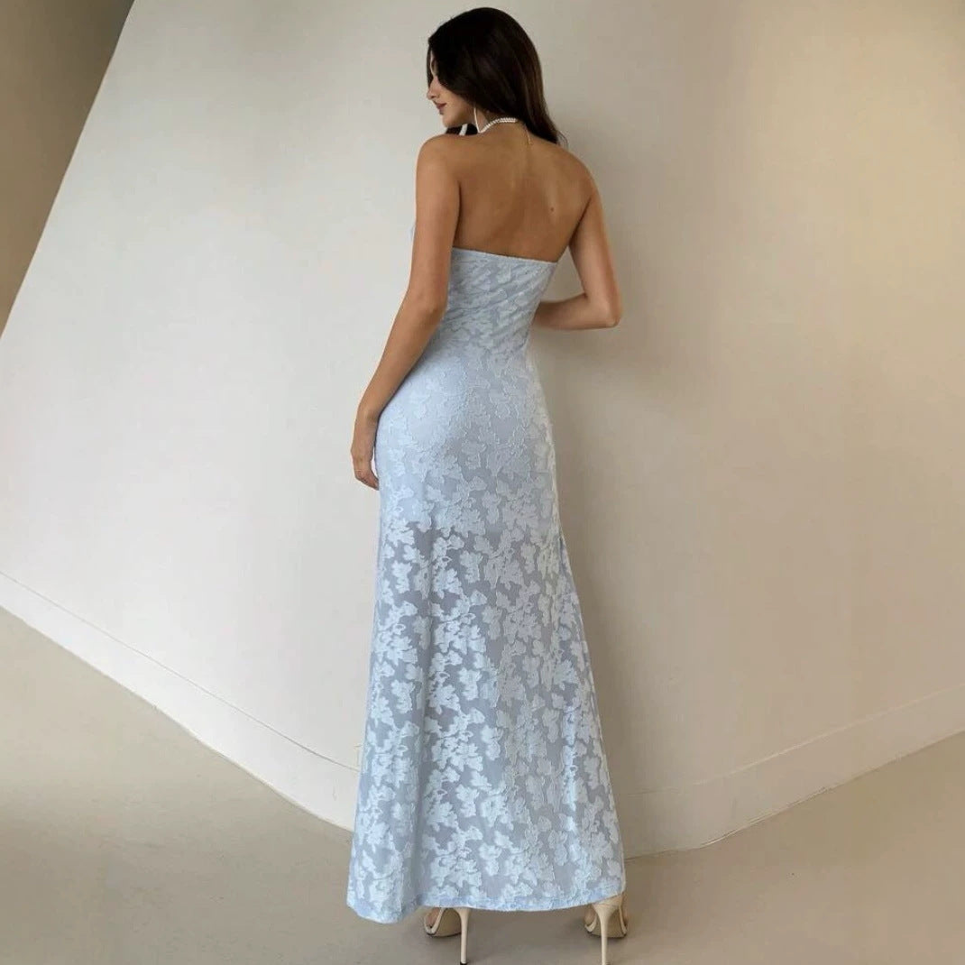 Damen Elegantes Maxikleid mit floralem Design und hoher Teilung R&B