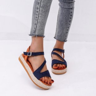 Damen Plateau-Sandalen mit offener Zehenpartie und modischem Riemendesign R&B
