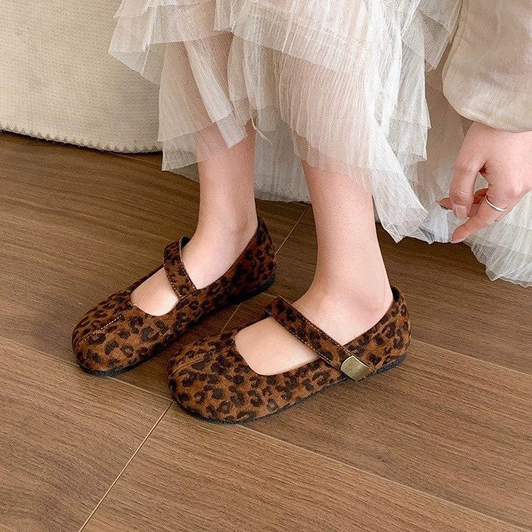 Damen Schicke Ballerinas mit Leo-Muster