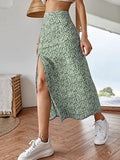 Damen Maxirock mit floralem Print und seitlichem Schlitz R&B