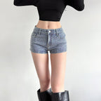 Damen Glitzernde Denim-Shorts mit funkelnden Akzenten R&B