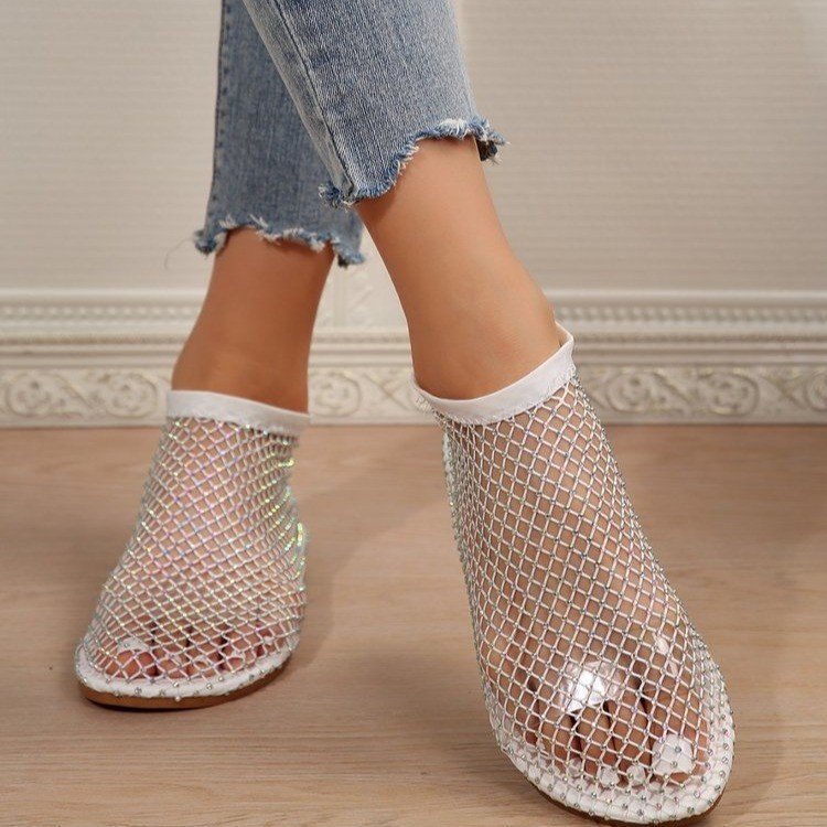 Damen Netz-Sneaker mit funkelnden Akzenten und offenem Zehenbereich R&B