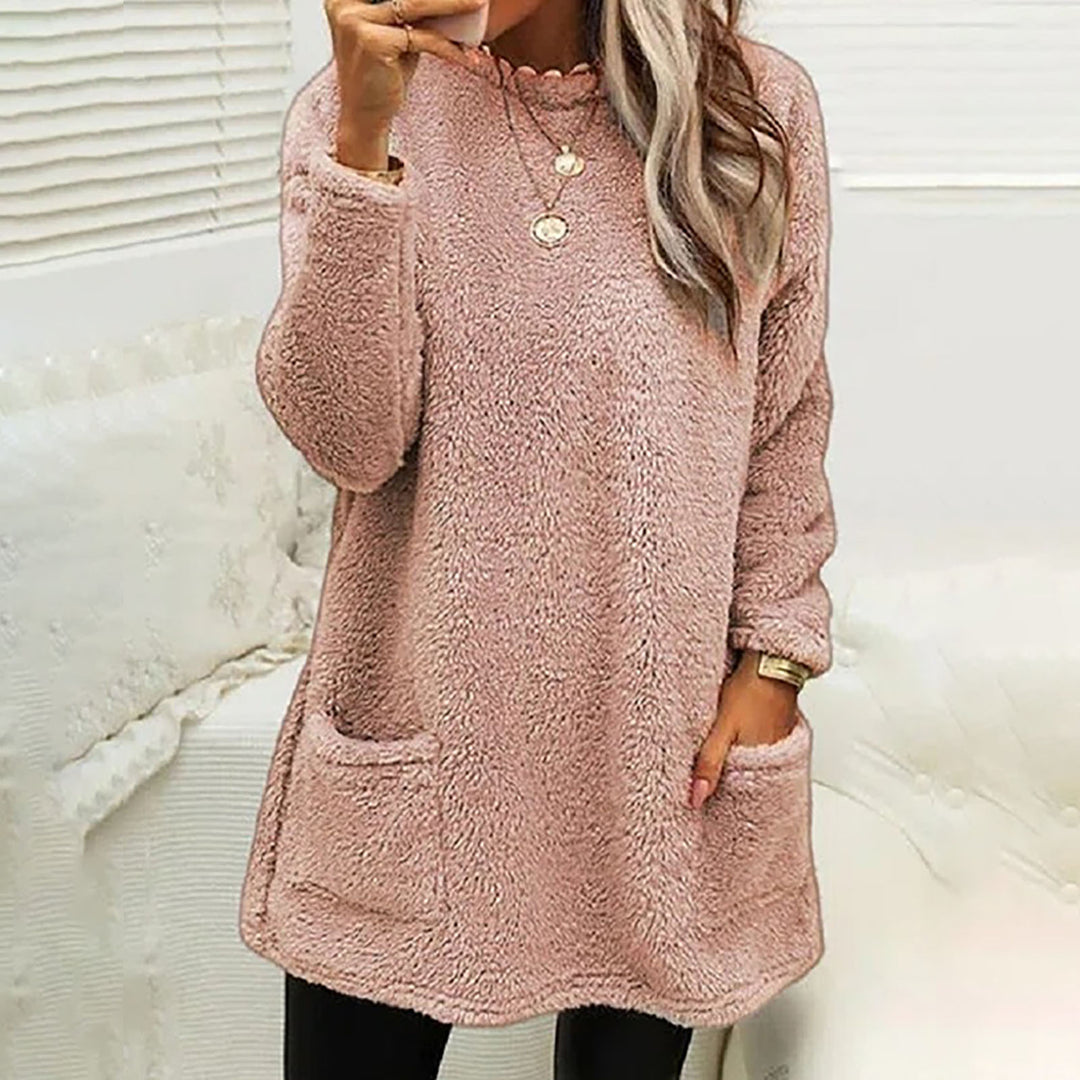 Damen Kuscheliger Fleece-Pullover mit praktischen Taschen und weitem Schnitt R&B