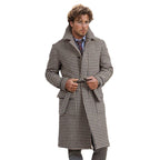 Herren eleganter Karomantel mit praktischen Taschen und modernem Schnitt R&B