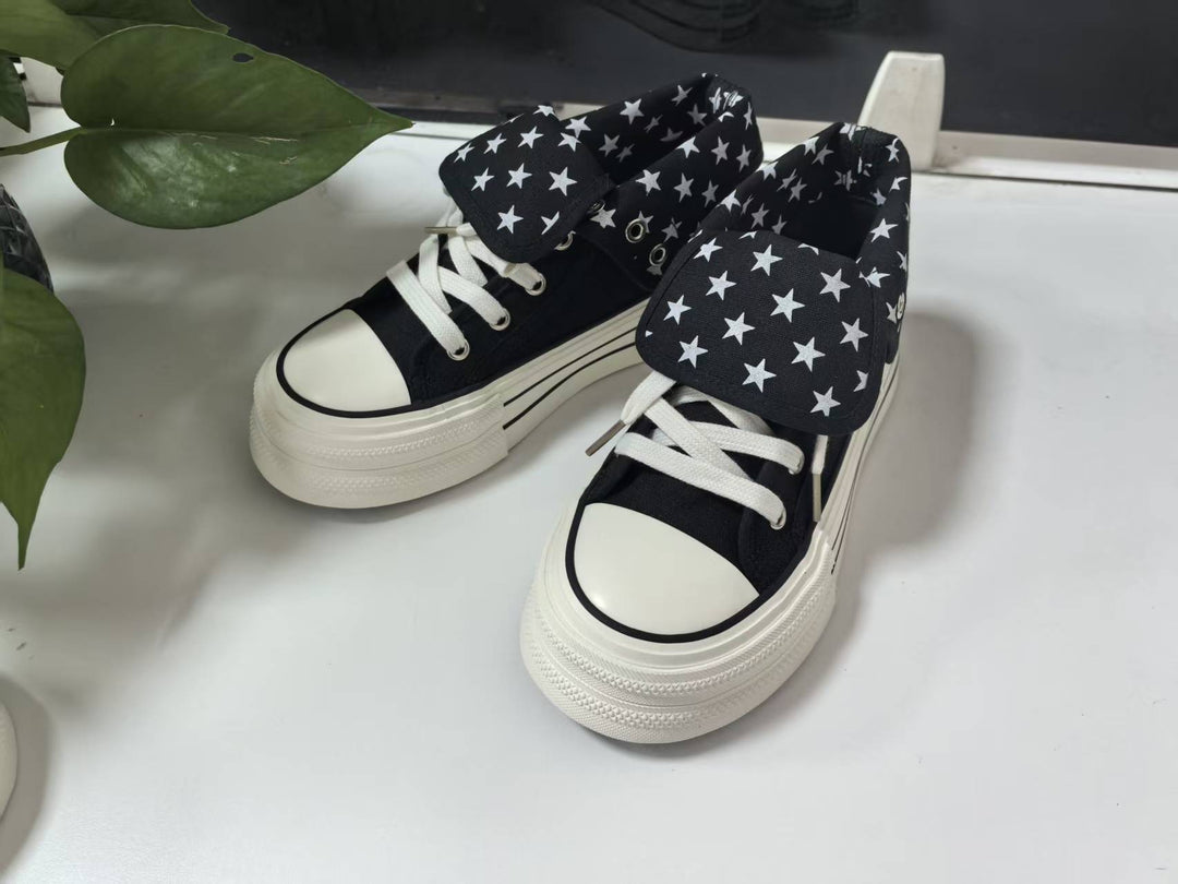 Damen Lässige Sneakers mit abnehmbaren Kragen und einzigartigem Sternenmuster R&B